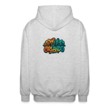 Orlando Graffiti Skyline - Veste à capuche unisexe - gris clair chiné - Dos - AI Model Male 185 light (185cm)