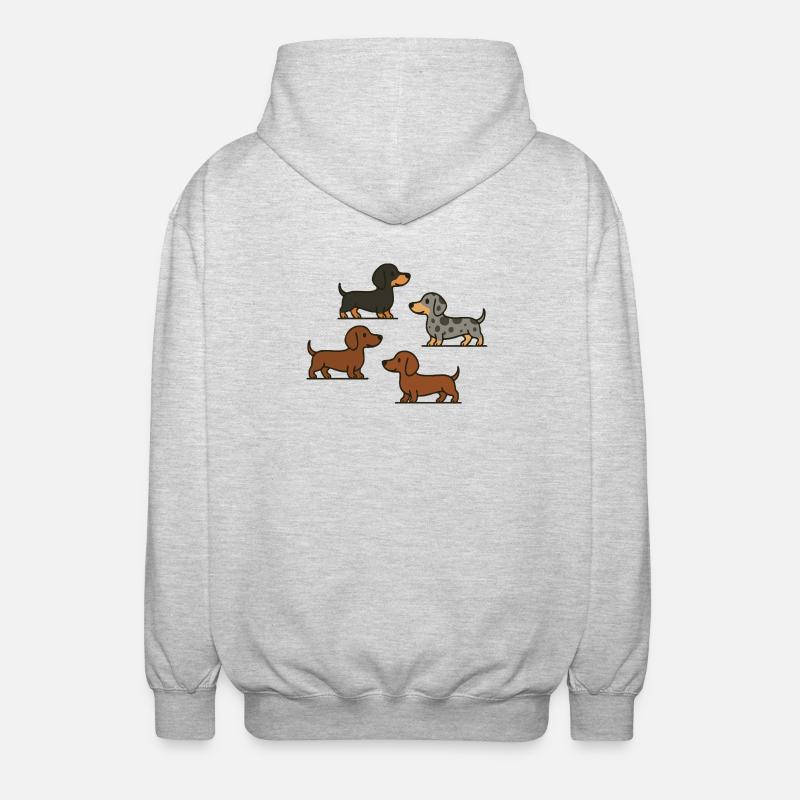 Dachshund Quartet: Spotted & Solid - Unisex Hooded Jacket - light heather grey
