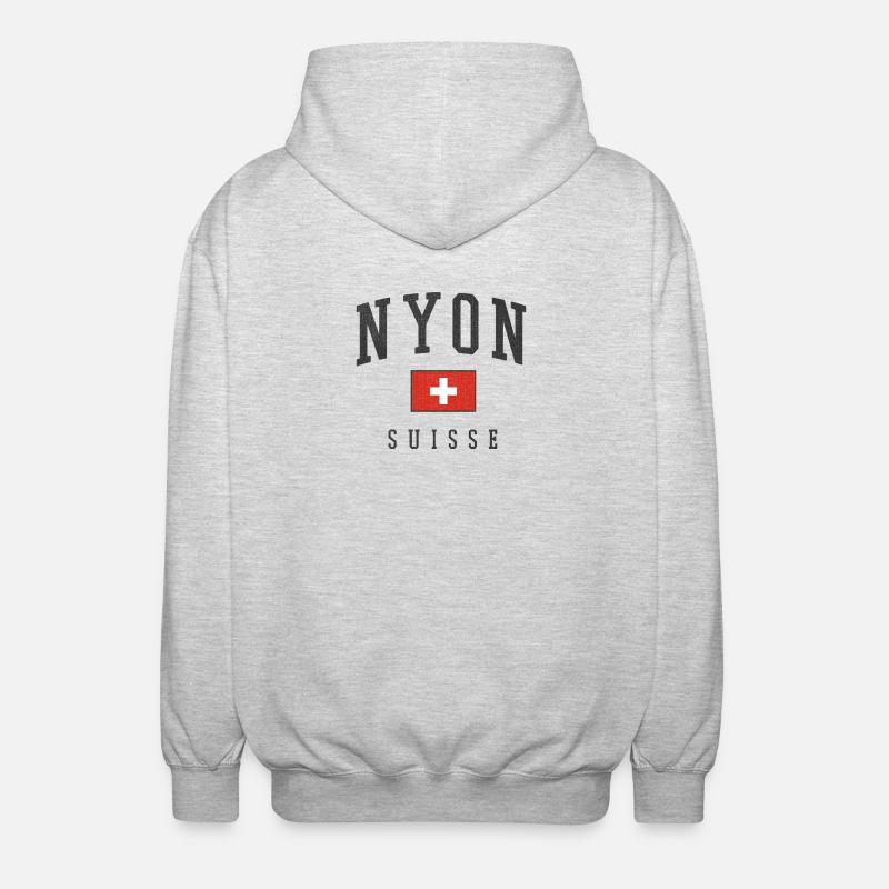 Graphique du drapeau Nyon Suisse - Veste à capuche unisexe - gris clair chiné