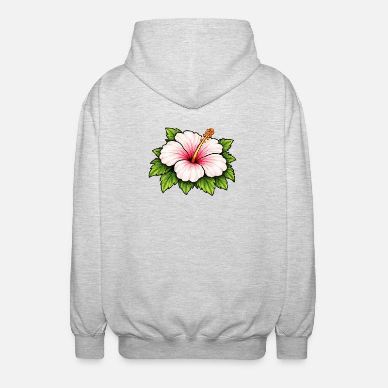 Floraison tropicale de l’hibiscus - Veste à capuche unisexe - gris clair chiné