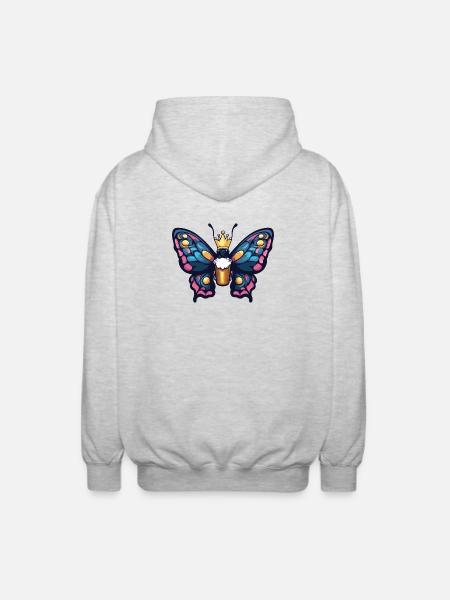 Butterfly Beer King - Unisex Hooded Jacket - light heather grey