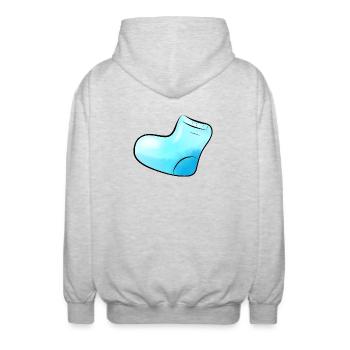 blue sock - Unisex Hooded Jacket - light heather grey - Back - AI Model Male 185 light (185cm)