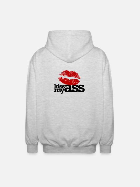 Kiss my ass - Unisex Hooded Jacket - light heather grey