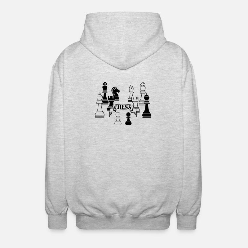 Pièces d’échecs - Veste à capuche unisexe - gris clair chiné