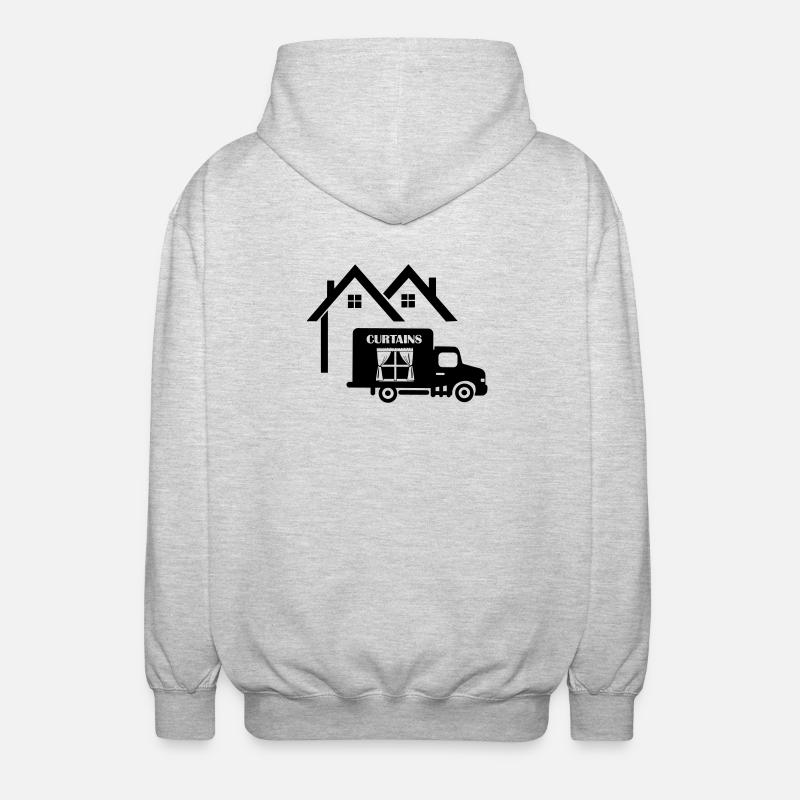 LKW-Vorhänge zu Hause - Unisex Kapuzenjacke - Hellgrau meliert