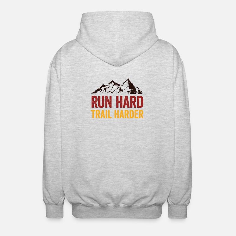 Courez fort. Trail plus difficile. - Veste à capuche unisexe - gris clair chiné