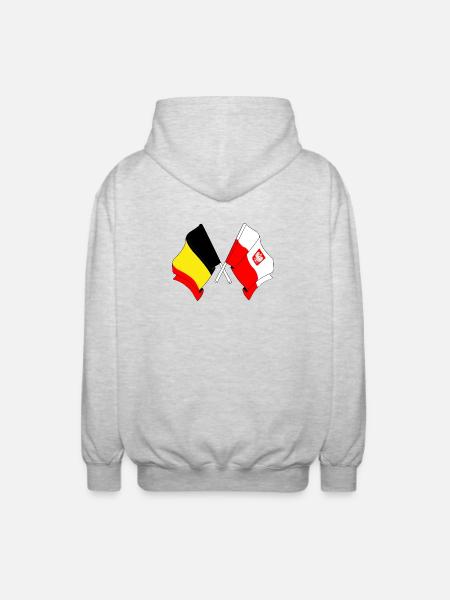 Flag Belgium, flag Poland - Unisex Hooded Jacket - light heather grey