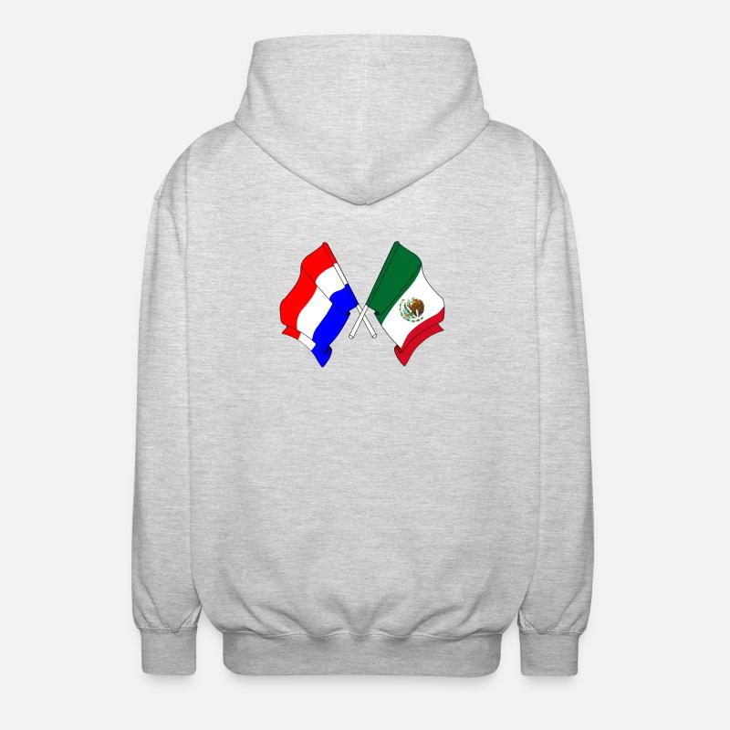 Drapeau Pays-Bas, drapeau Mexique - Veste à capuche unisexe - gris clair chiné