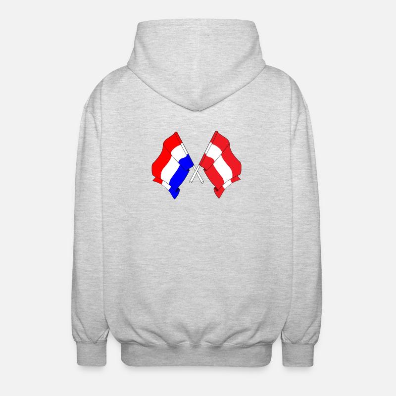 Drapeau Pays-Bas, drapeau Autriche - Veste à capuche unisexe - gris clair chiné