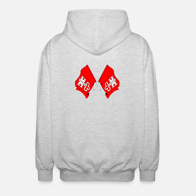 Deux drapeaux Nidwald Suisse - Veste à capuche unisexe - gris clair chiné