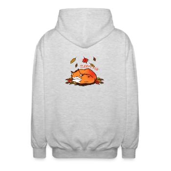 Schlafender Fuchs Herbsttraum Sleepy Fox - Unisex Kapuzenjacke - Hellgrau meliert - Hinten - AI Model Male 185 light (185cm)