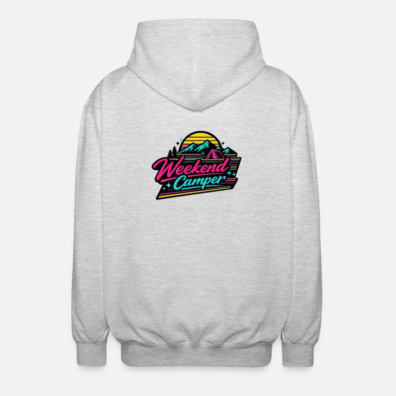 Weekend Camper Neon Retro - Unisex Kapuzenjacke - Hellgrau meliert