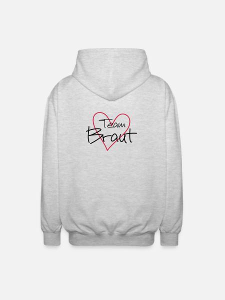 Team Braut Herz Party - Unisex Kapuzenjacke - Hellgrau meliert