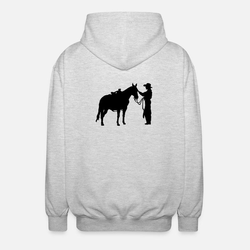 Frau mit Pferd - Unisex Kapuzenjacke - Hellgrau meliert