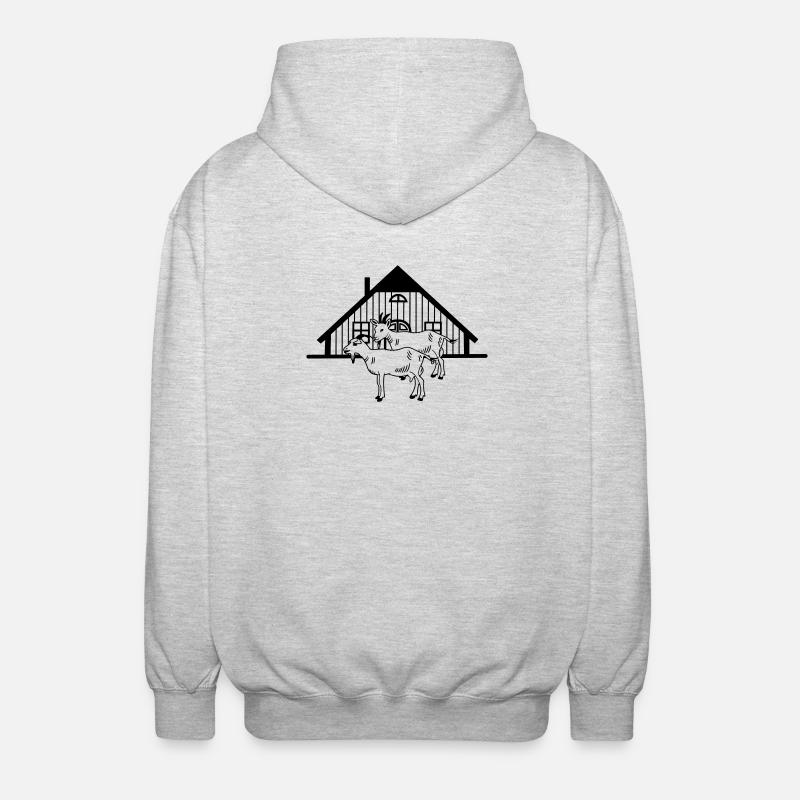 Ziegenfarm oder Stall - Unisex Kapuzenjacke - Hellgrau meliert