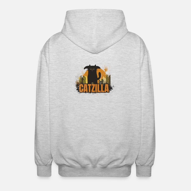 Catzilla. Katzenmonster - Unisex Kapuzenjacke - Hellgrau meliert