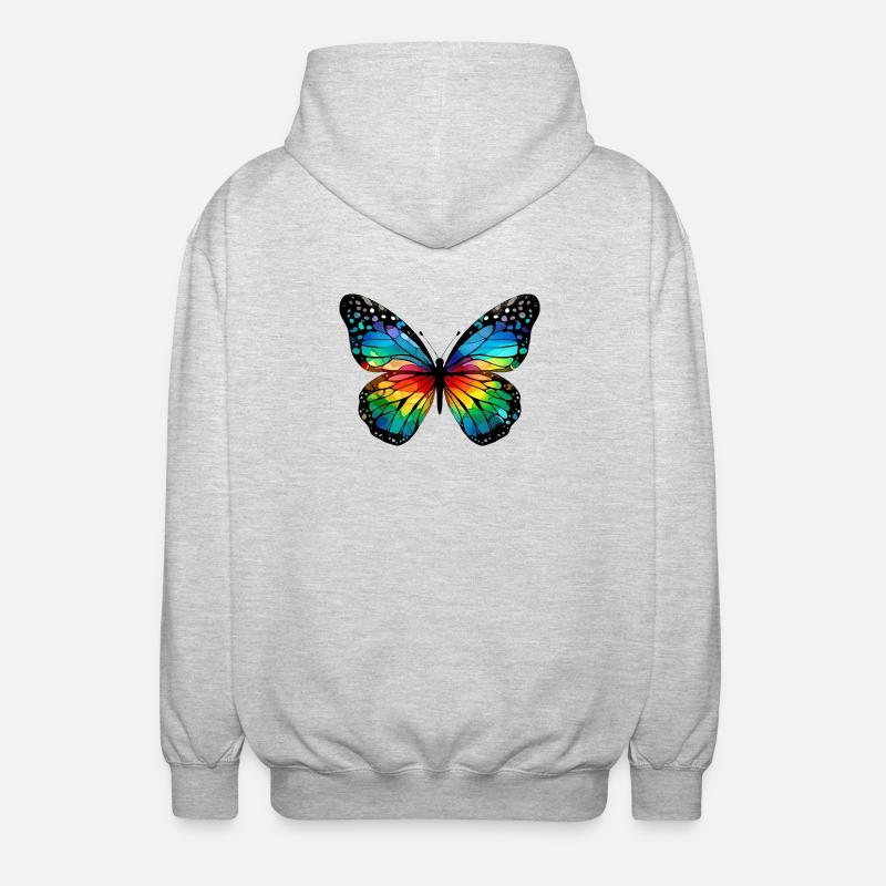 Schmetterling - Unisex Kapuzenjacke - Hellgrau meliert