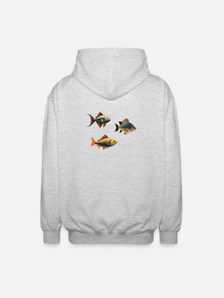 Kleurrijke tropische vissen op kleding - Uniseks zip hoodie - lichtgrijs gemêleerd