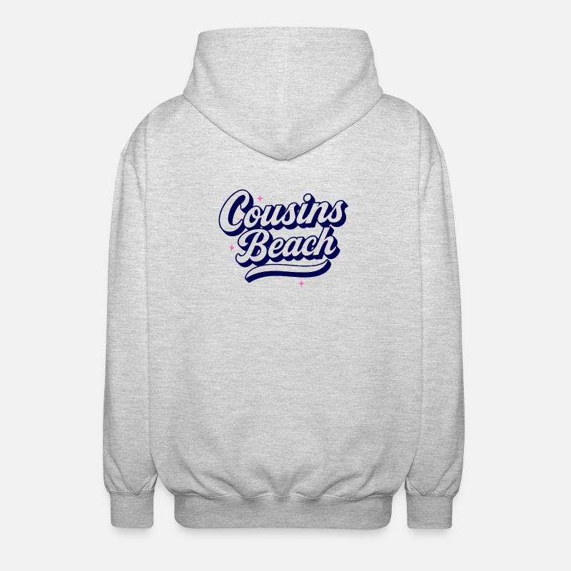 Cousins Beach - Conception de script rétro - Veste à capuche unisexe - gris clair chiné