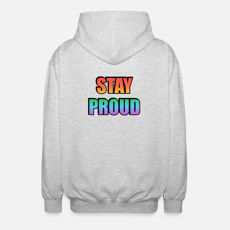 Stay Proud Gradient Text Design - Unisex Kapuzenjacke - Hellgrau meliert
