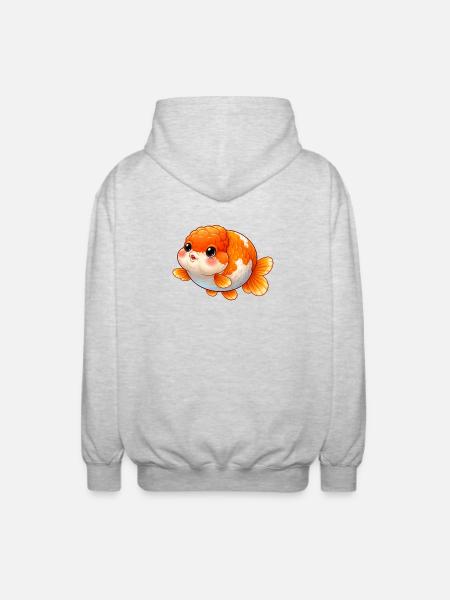 High Quality Orange Ranchu Goldfish - Unisex Kapuzenjacke - Hellgrau meliert