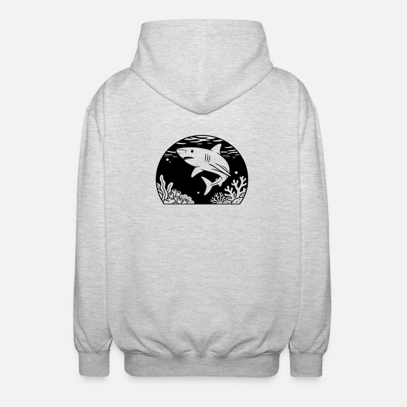 Requin avec corail - Veste à capuche unisexe - gris clair chiné