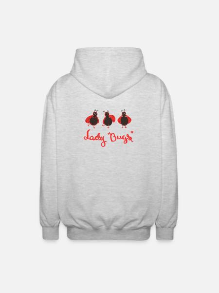 Dancing Ladybug Trio – Cute Cartoon Design - Unisex Hooded Jacket - light heather grey
