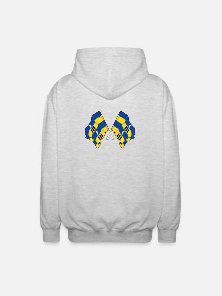 Crossed Ameland Flags – Island Pride - Unisex Hooded Jacket - light heather grey