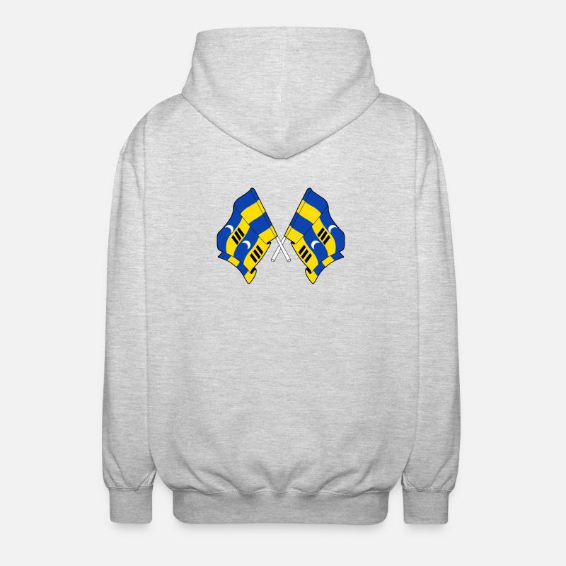 Crossed Ameland Flags – Island Pride - Unisex Hooded Jacket - light heather grey