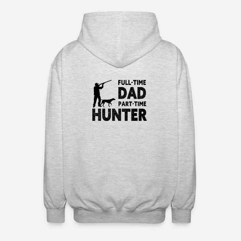 Full-Time Dad Part-Time Hunter – Dad Gift - Veste à capuche unisexe - gris clair chiné