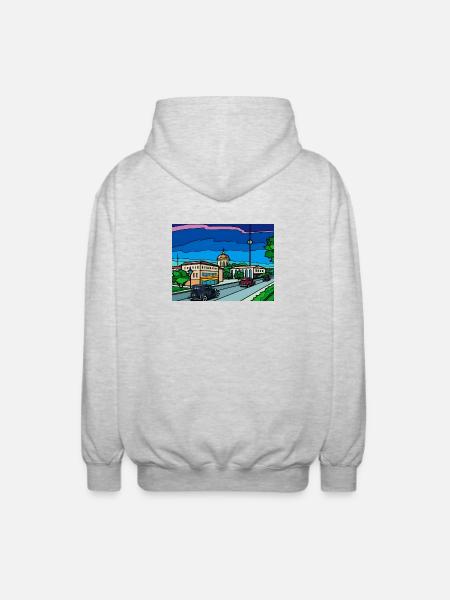 Retro City Straßenszene - Unisex Kapuzenjacke - Hellgrau meliert