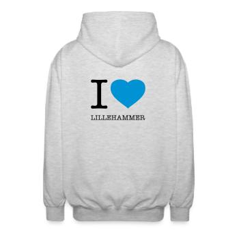 I LOVE LILLEHAMMER Norwegen - Unisex Kapuzenjacke - Hellgrau meliert - Hinten - AI Model Male 185 light (185cm)
