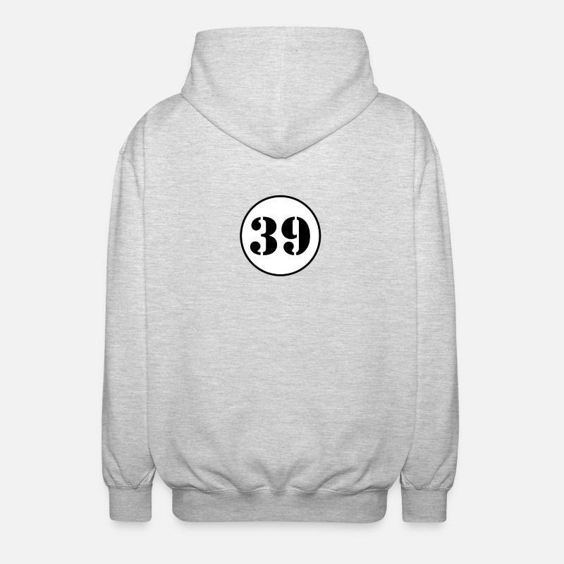 NUMÉRO 39 trente-neuf cadeau d'anniversaire - Veste à capuche unisexe - gris clair chiné