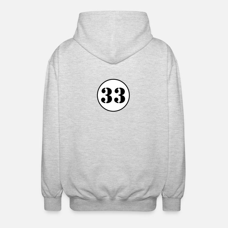 NUMÉRO 33 trente-trois cadeau d'anniversaire - Veste à capuche unisexe - gris clair chiné