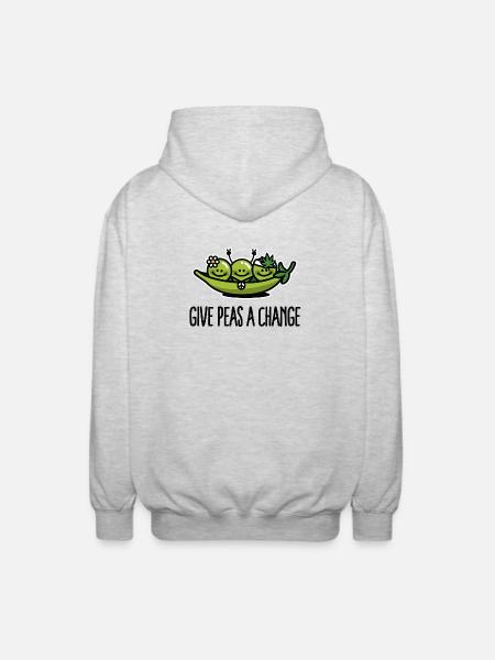 Give peas / peace a change hippies - Unisex Hooded Jacket - light heather grey