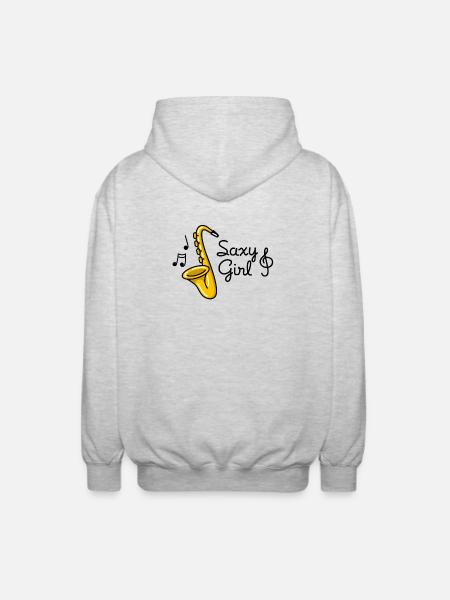 Saxy girl - Sexy Saxophone pun - Unisex Hooded Jacket - light heather grey