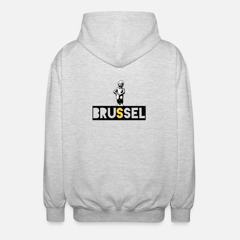 Brüssel Manneken Pis - Unisex Kapuzenjacke - Hellgrau meliert