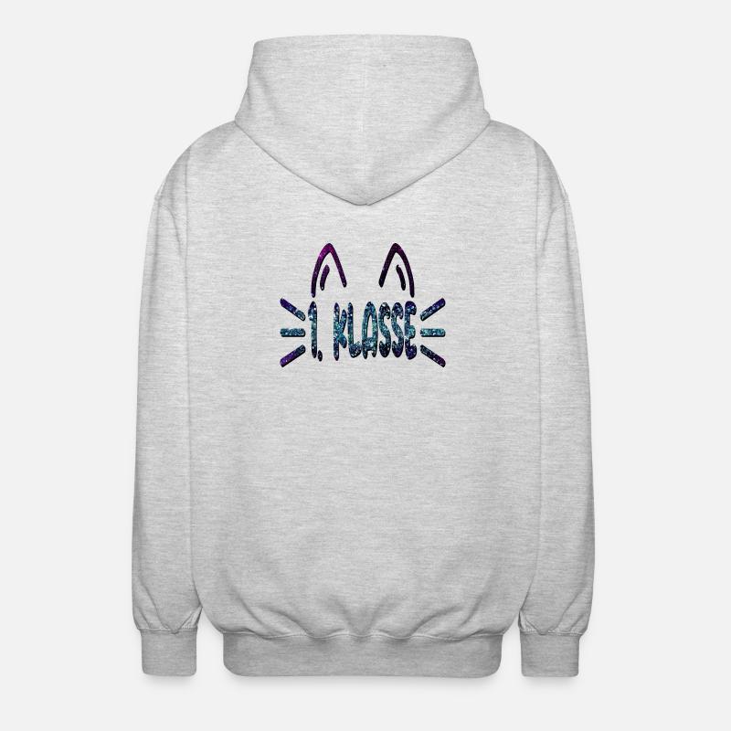 1. Klasse Erstklässlerin - Katzen - Unisex Kapuzenjacke - Hellgrau meliert