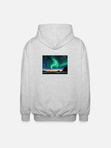 Nordlichter - Ölgemälde - Unisex Kapuzenjacke - Hellgrau meliert