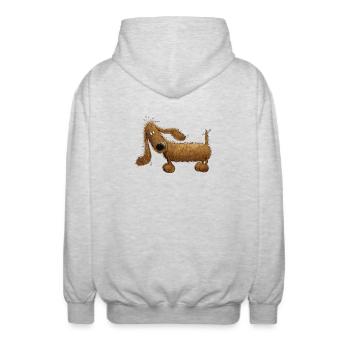 Witziger Dackel I Dachshund I Teckel I Hund - Unisex Kapuzenjacke - Hellgrau meliert - Hinten - AI Model Male 185 light (185cm)