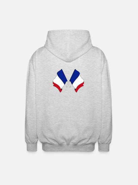 Two flags France - Unisex Hooded Jacket - light heather grey