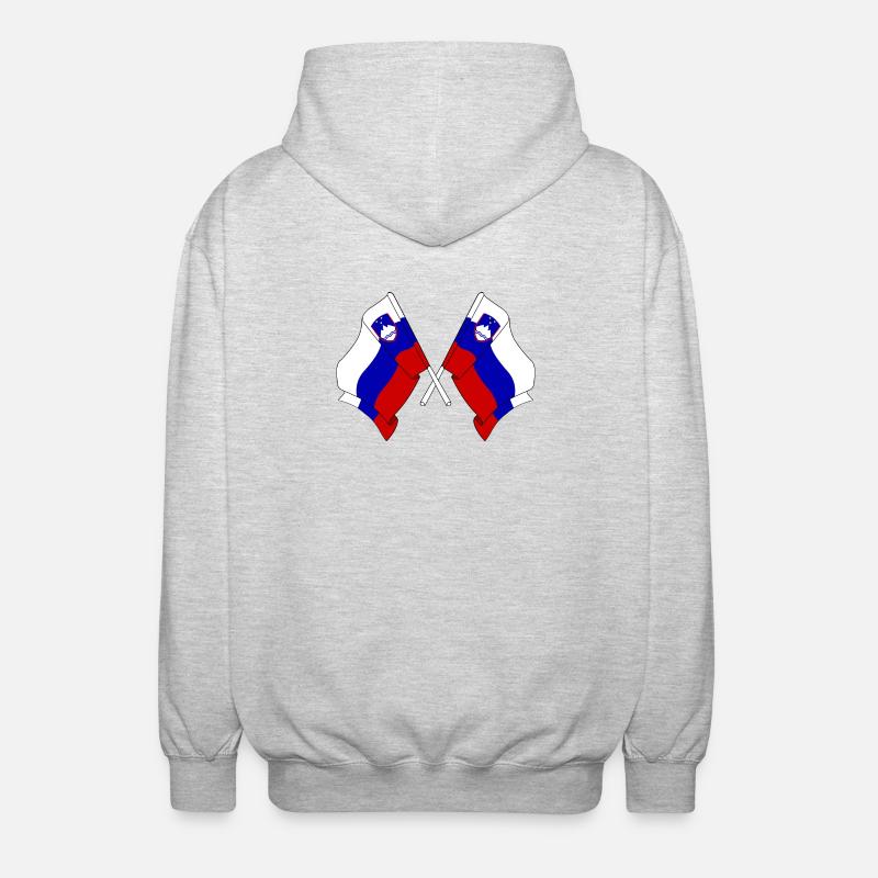 Deux drapeaux Slovénie - Veste à capuche unisexe - gris clair chiné