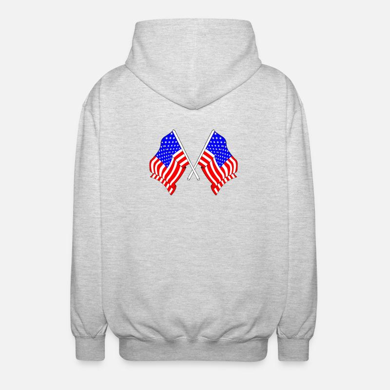 Two flags USA - Unisex Hooded Jacket - light heather grey