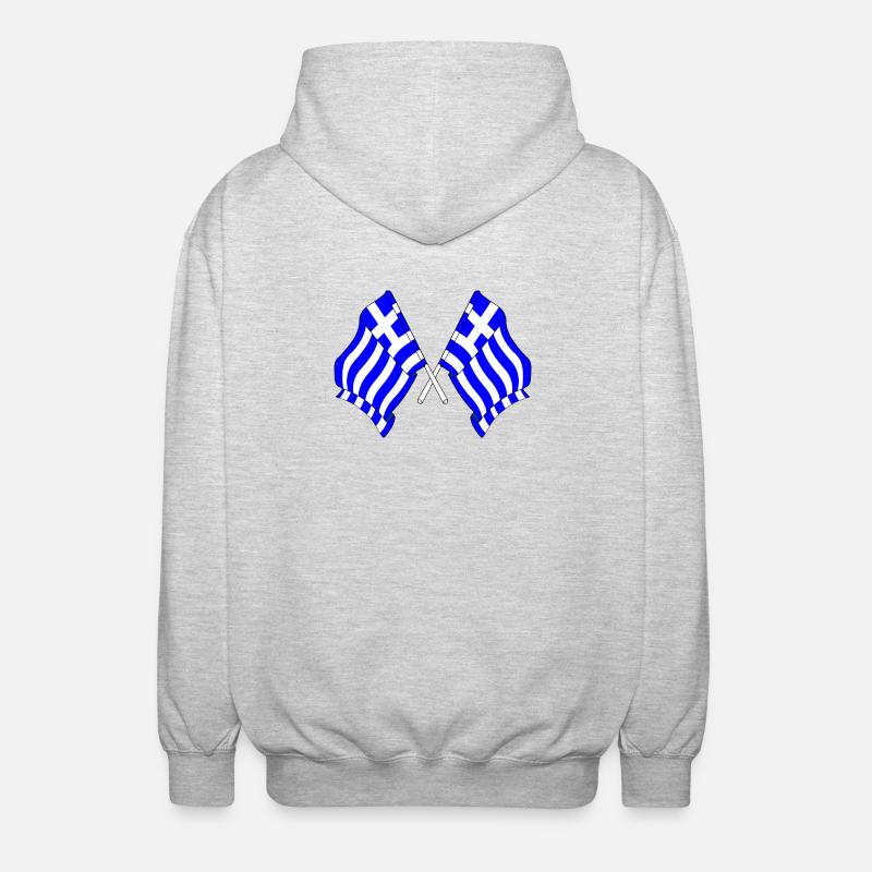 Zwei Flaggen Griechenlands - Unisex Kapuzenjacke - Hellgrau meliert