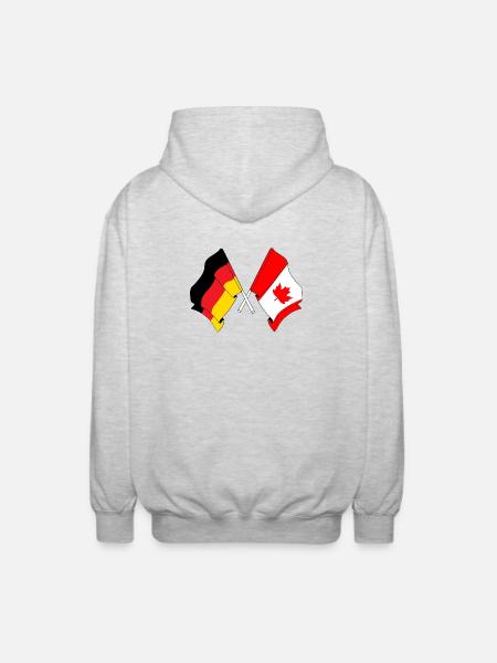 Flag of Germany and flag Canada - Unisex Hooded Jacket - light heather grey