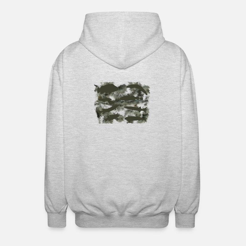 Fische - Unisex Kapuzenjacke - Hellgrau meliert