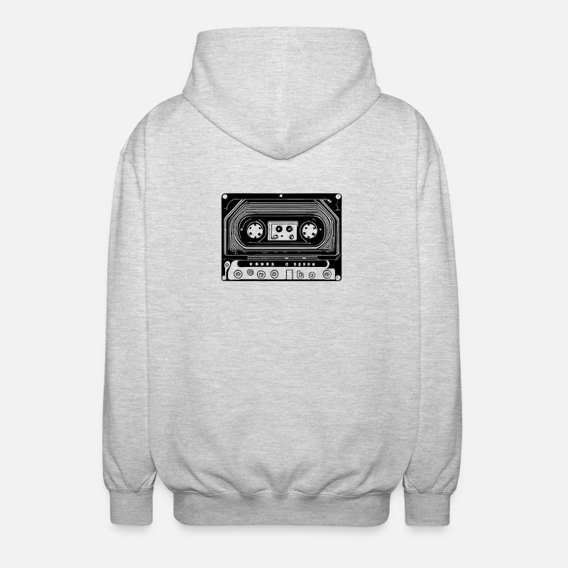 Retro Design Audio Cassette Black - Unisex Hooded Jacket - light heather grey