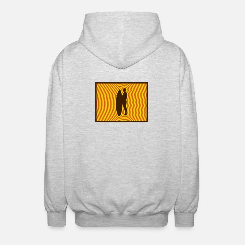 Surf Silhouette – Retro Wave Energy - Unisex Hooded Jacket - light heather grey
