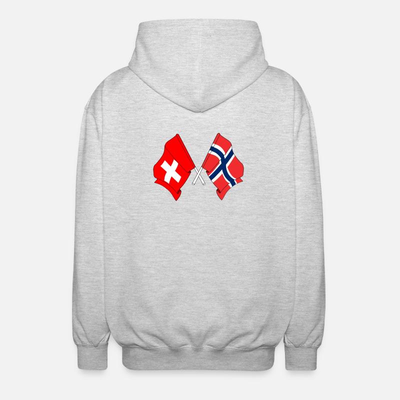 Drapeau de la Suisse et drapeau de la Norvège - Veste à capuche unisexe - gris clair chiné