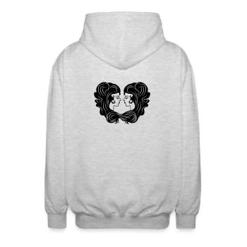 Sign Zodiac sign image Gemini - Unisex Hooded Jacket - light heather grey - Back - AI Model Male 185 light (185cm)
